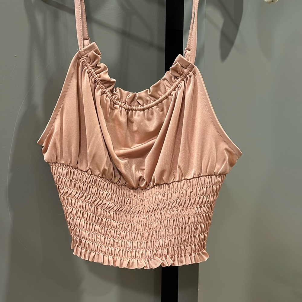 Urban Outfitters satin pink crop top. size small. hardly worn!